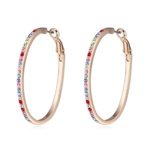NWT: Goldtone Crystal Pavé Hoop Earrings with Swarovski Crystals